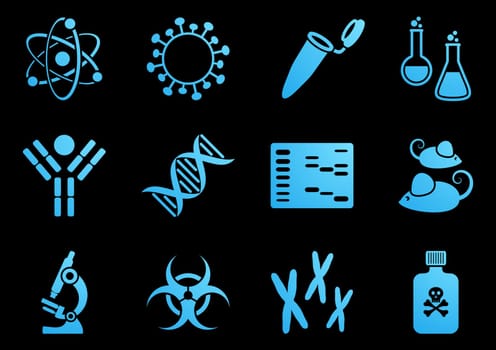 Set of twelve modern molecular biology science icons