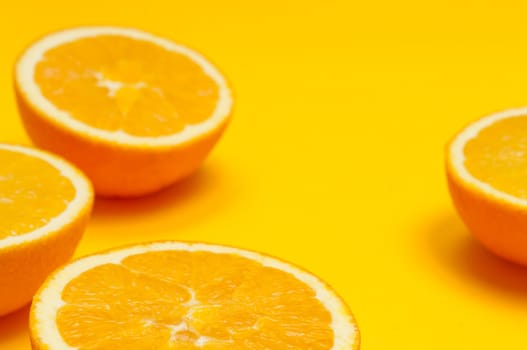 Orange pattern on orange colored background citrus arrangement