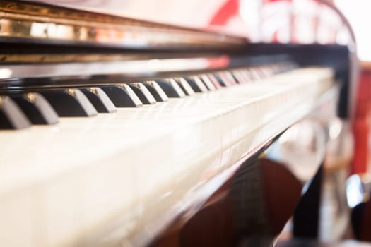Piano keyboard with selective focus, stock photo