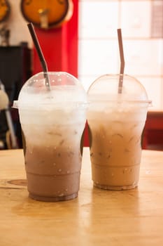 Iced coffee in coffee shop, stock photo