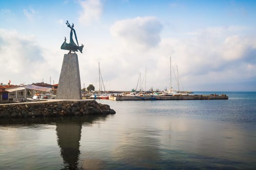 Nesebar, Bulgaria - September 05, 2014: Monument of Saint Nicholas the patron saint of the navigators in old town Nessebar on the Bulgarian Black Sea Coast. UNESCO world heritage site.
