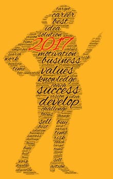 Business 2017 word cloud concept in shape business woman