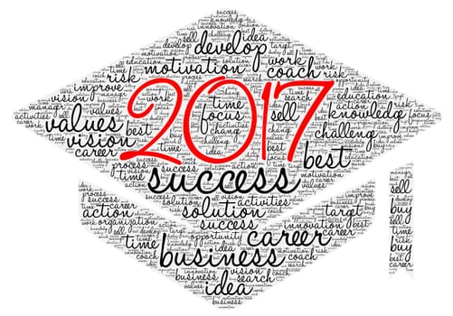 Business 2017 word cloud concept in hat shape