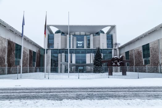 Federal Chancellery in Berlin at the onset of winter