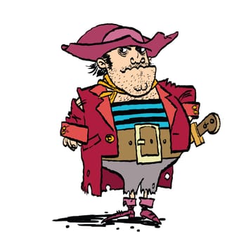 Funny pirate captain, cartoon style vector illustration