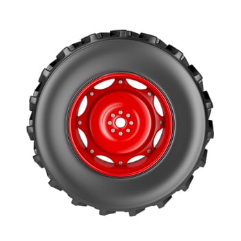 Tractor wheel isolated on white background
