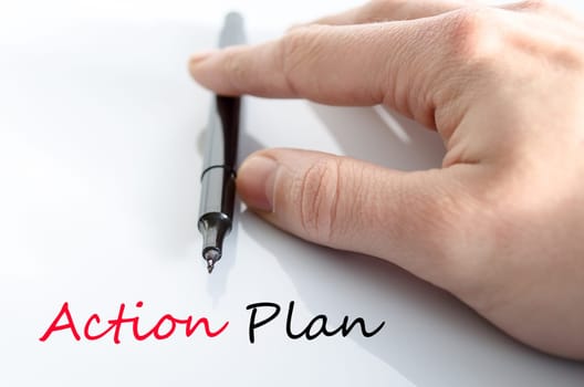 Action plan text concept isolated over white background