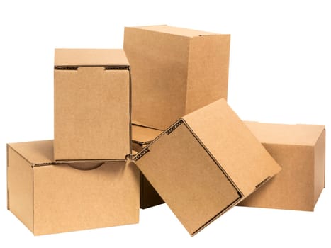 Small cardboard boxes insulated on white.