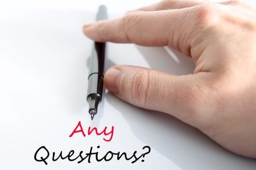 Any questions text concept isolated over white background