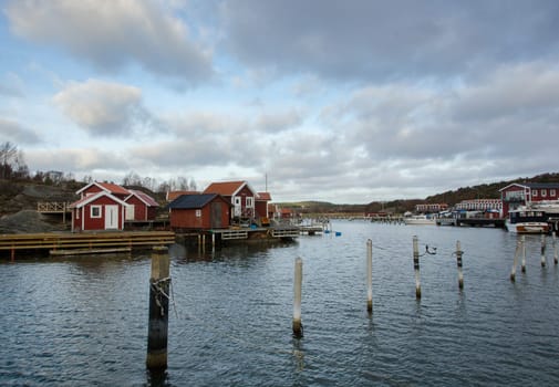 Onnereds marina one late autumn day  and no fishinboat with the boathouse