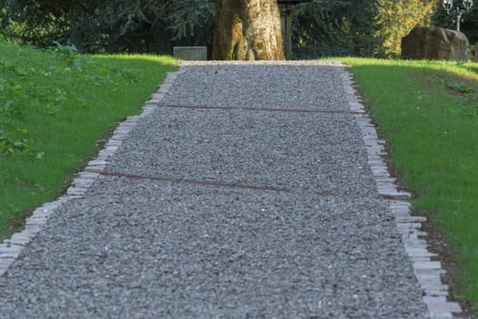 Beautiful new gravel path in a park..