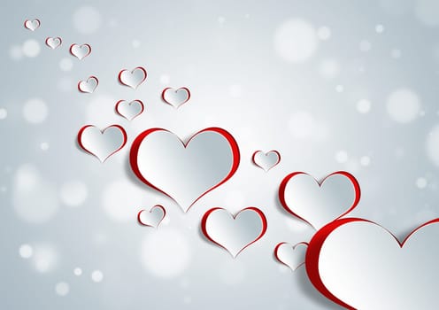 Heart shape on paper craft for texture background in valentine day