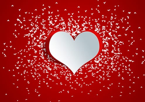 Heart shape on paper craft for texture background in valentine day