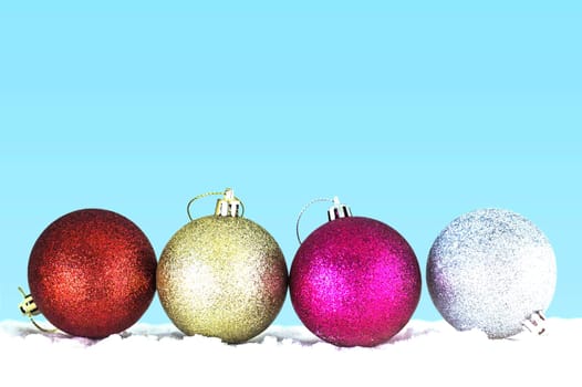 Multicolored balls decorated for the Christmas season.