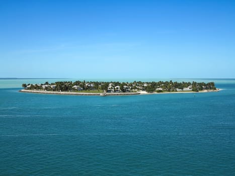 An island with homes in the Atlantic Ocean
