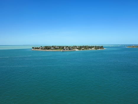 As island with homes in the atlantic ocean
