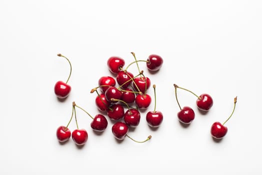 Fresh Cherries on white background close up