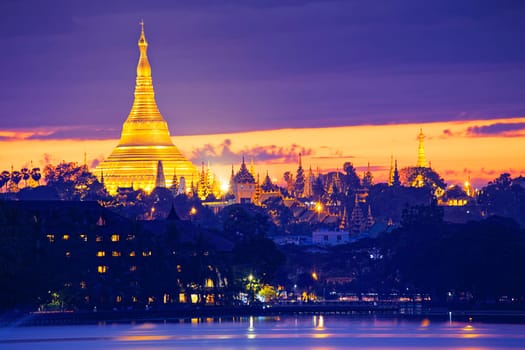 Shwedagon Pagoda at night , Myanmar Yangon landmark