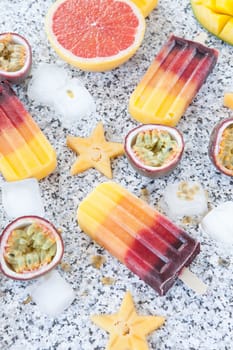 Homemade popsicles with fresh fruits