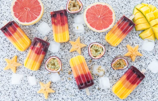 Homemade popsicles with fresh fruits