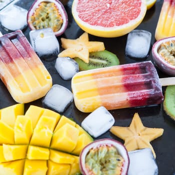 Homemade popsicles with fresh fruits