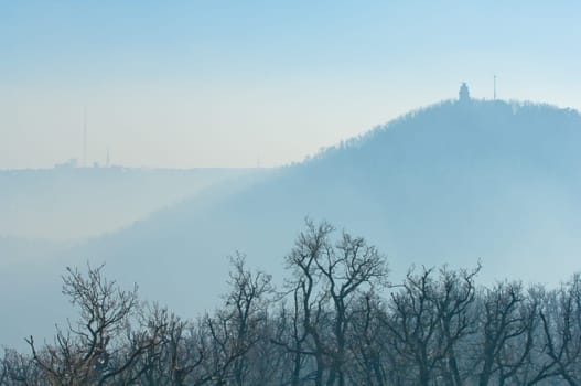 Smog over Budapest captured from the nearby Buda hills