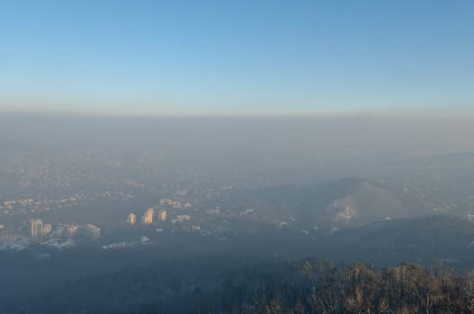 Smog over Budapest captured from the nearby Buda hills
