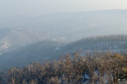 Smog over Budapest captured from the nearby Buda hills