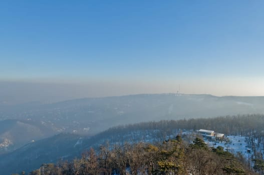 Smog over Budapest captured from the nearby Buda hills