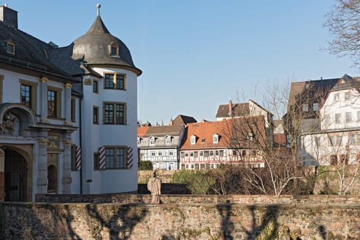 The stone bridge of the old Renaissance Castle in Frankfurt-Hoechst