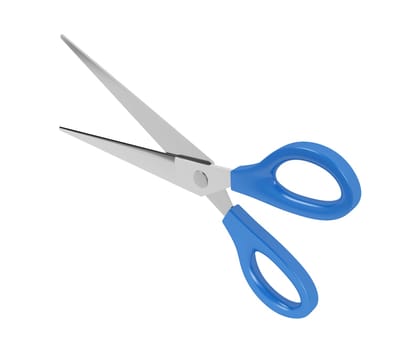 Blue scissors isolated on white background