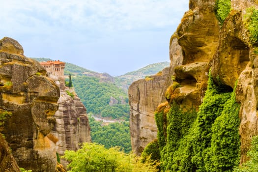 The Meteora Monasteries,east of the Pindos Mountains in Greece