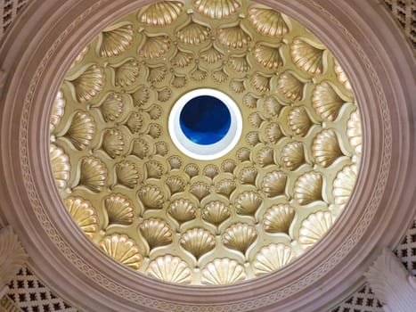 The dome ceiling featuring seashell at Atlantis Resort, Paradise Island, Nassau, Bahamas.