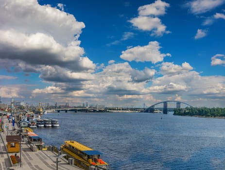 Kyiv river port on the sky background