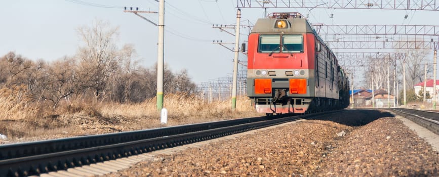 Train moves by rail