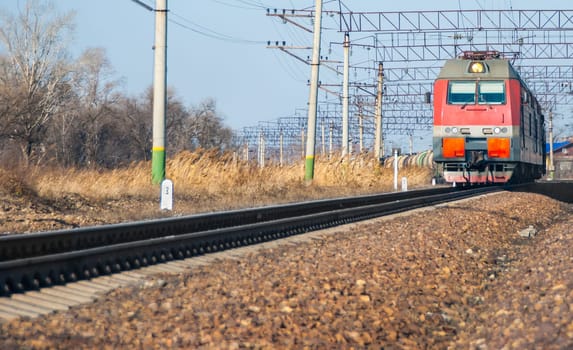 The train moves by rail