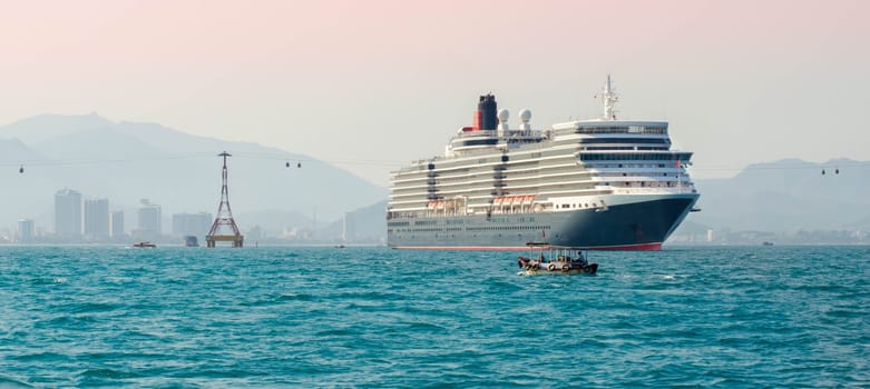 Big cruise ship in port