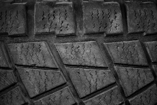 Close up of a used car tire