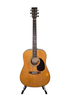 Acoustic cutaway guitar isolated over white background