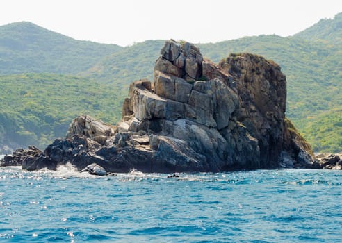 Rocky shore washed by the ocean