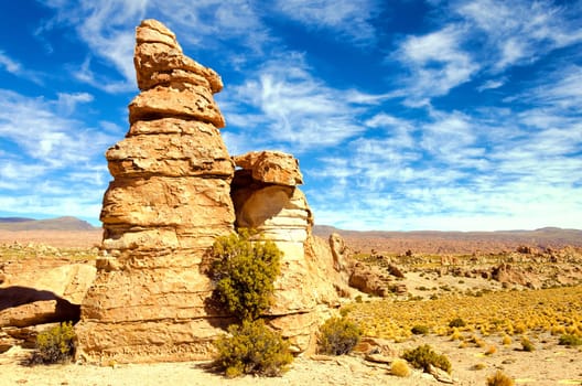 Landscape view of the Valley of the Rocks near Uyuni, Bolivia