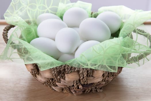 Basket of boiled eggs ready to decoration for Easter or for