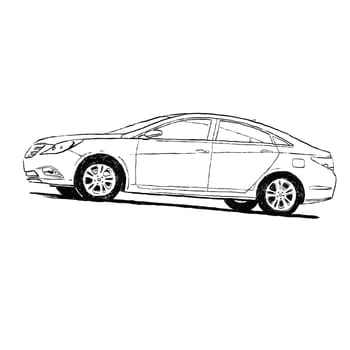 car black and white silhouette. Cartoon illustration isolate. Transport and roads