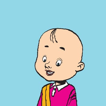 Portrait of a bald boy isolate illustration. Cartoon color illustration isolate