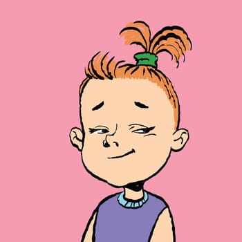 Portrait of clever girl. Cartoon color illustration isolate