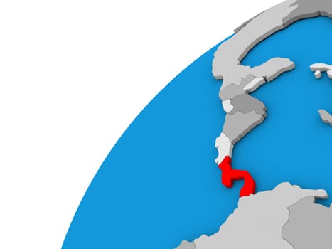 Panama highlighted in red on globe with visible country borders. 3D illustration