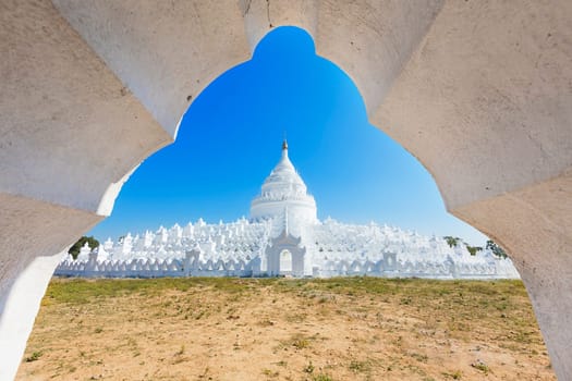 Hsinbyume white pagoda in the Mingun village, Myanmar