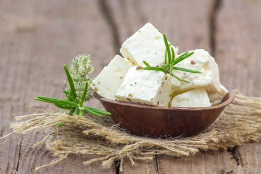 Fresh feta cheese with herbs