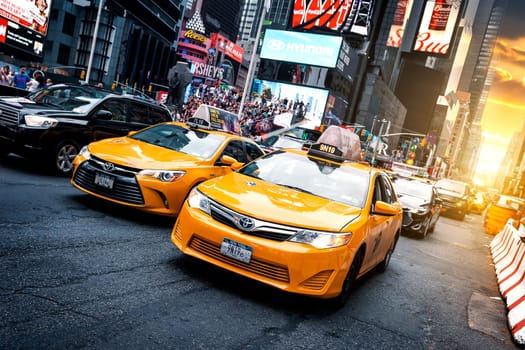 NEW YORK CITY -JULY 09: Times Square, featured with Broadway Theaters and animated LED signs, is a symbol of New York City and the United States, July 09, 2015 in Manhattan, New York City. USA.