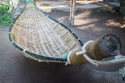 Handmade bamboo hammock craft weave in the garden, stock photo